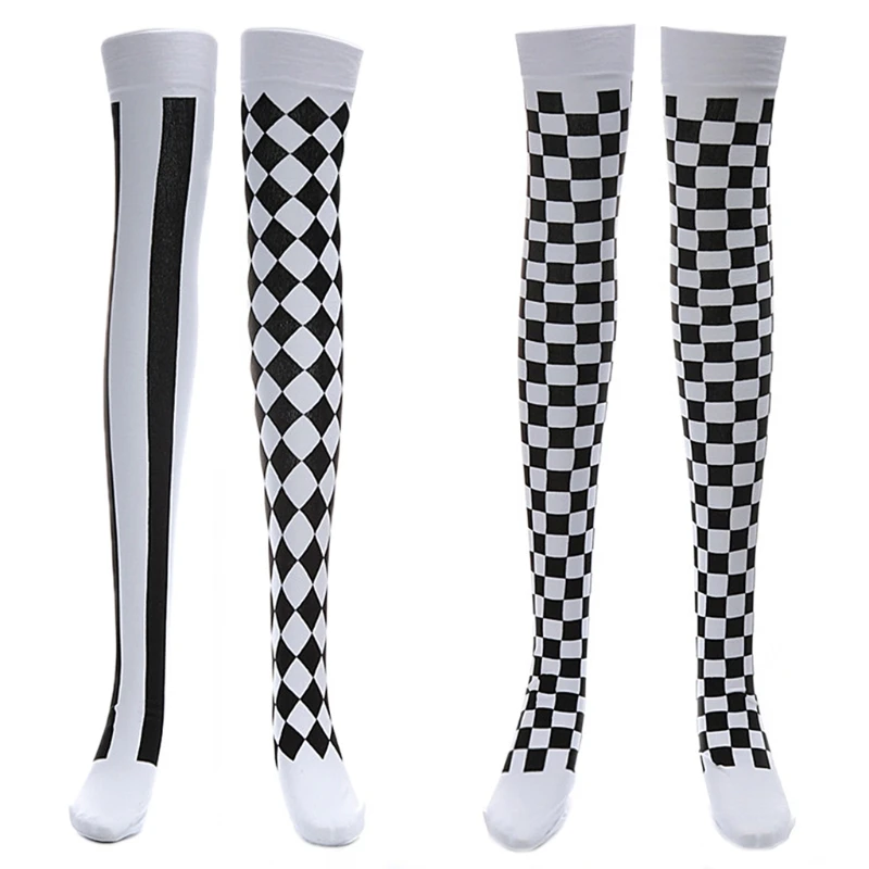 Women Clown Style High Long Socks Sheer Over The Knee Cotton Knit Stockings