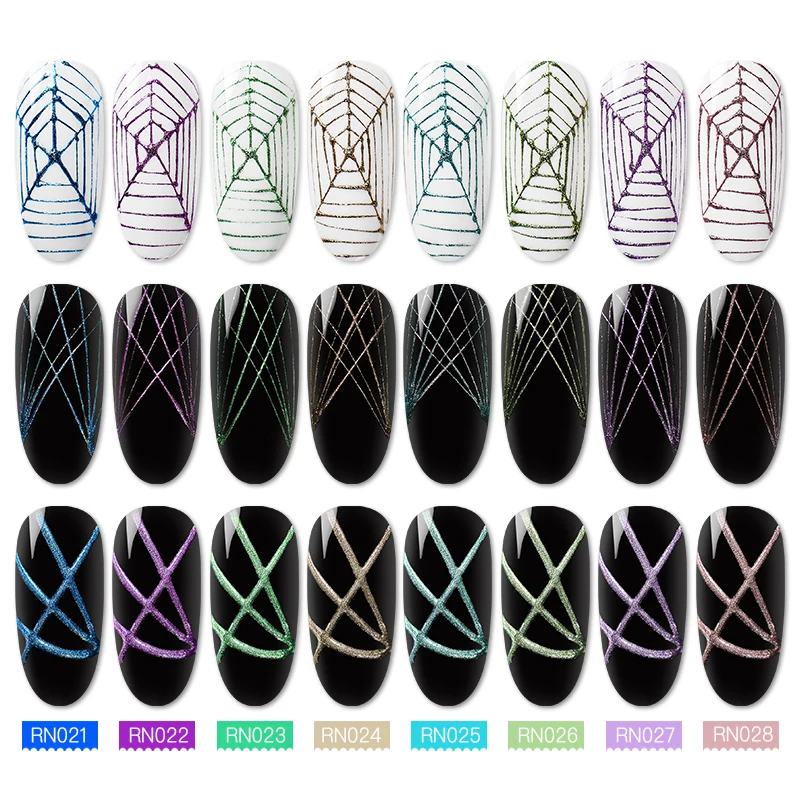 RBAN مسمار 7 مللي سلك الرسم جيل للأظافر ورنيش اللوحة هلام ورنيش سحب الحرير العنكبوت الإبداعية مسمار الفن هلام مسمار البولندية 8 ألوان