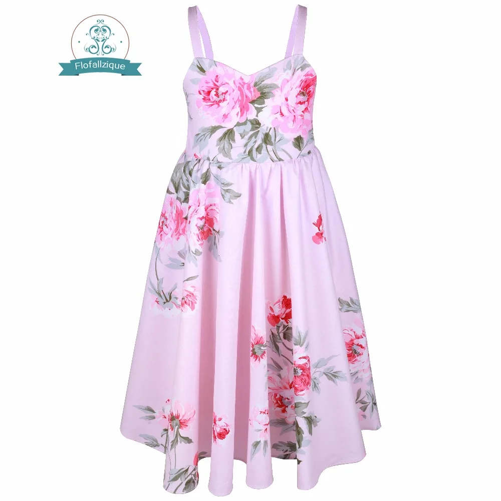 

Flofallzique/хлопковая одежда для малышей с цветочным принтом и бантом сзади; Вечерние милые свадебные платья для девочек; От 1 до 12 лет