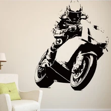 Carrera de Motos Juegos de Carrera de Motos de Motocross Pegatinas de Pared Tatuajes de Pared Del Sitio Del Cabrito Mural Creativo Cortar Vinilo Extraíble Fácil