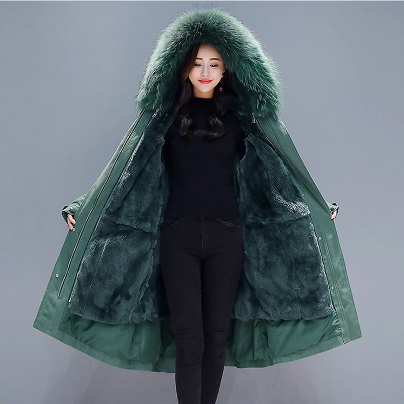 

Plus Size Winter Women Jacket Coat Big Fur Hooded Warm Winter Parka Jackets Long Thicken Down Cotton Jacket Women parkas mujer