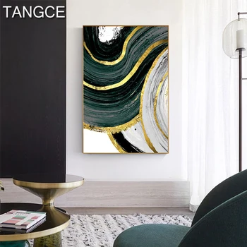 Cuadro de lámina dorada de estilo nórdico para sala de estar cuadro de Arte Abstracto en alta definición, arte de pared moderno