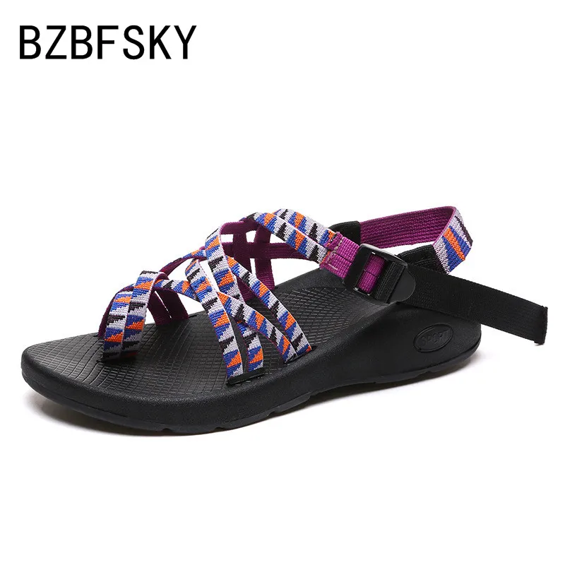 

BZBFSKY new women sandals flat soles with rope knots large wedges shoes for women sandalias de verano para mujer size36-44