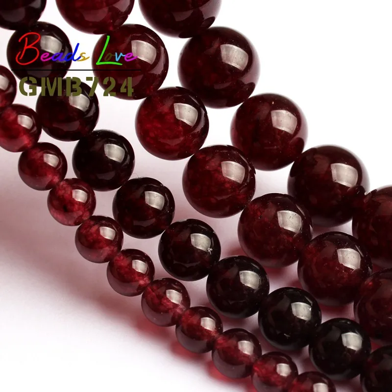 Натуральный A+ гранат красный Халцедон Круглые свободные бусины для изготовления ювелирных изделий 6 8 10 12 мм Diy браслет ожерелье Бисероплетение 15 дюймов