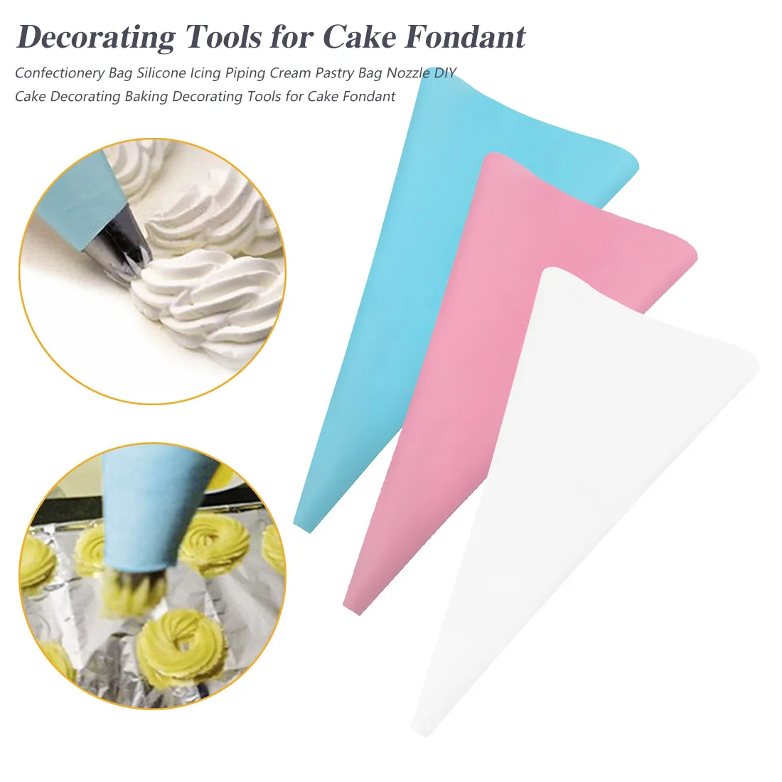 

NewConfectionery Bag Silicone Icing Piping Cream Pastry Bag Nozzle DIY Cake Decorating Baking Decorating Tools for Cake Fondant