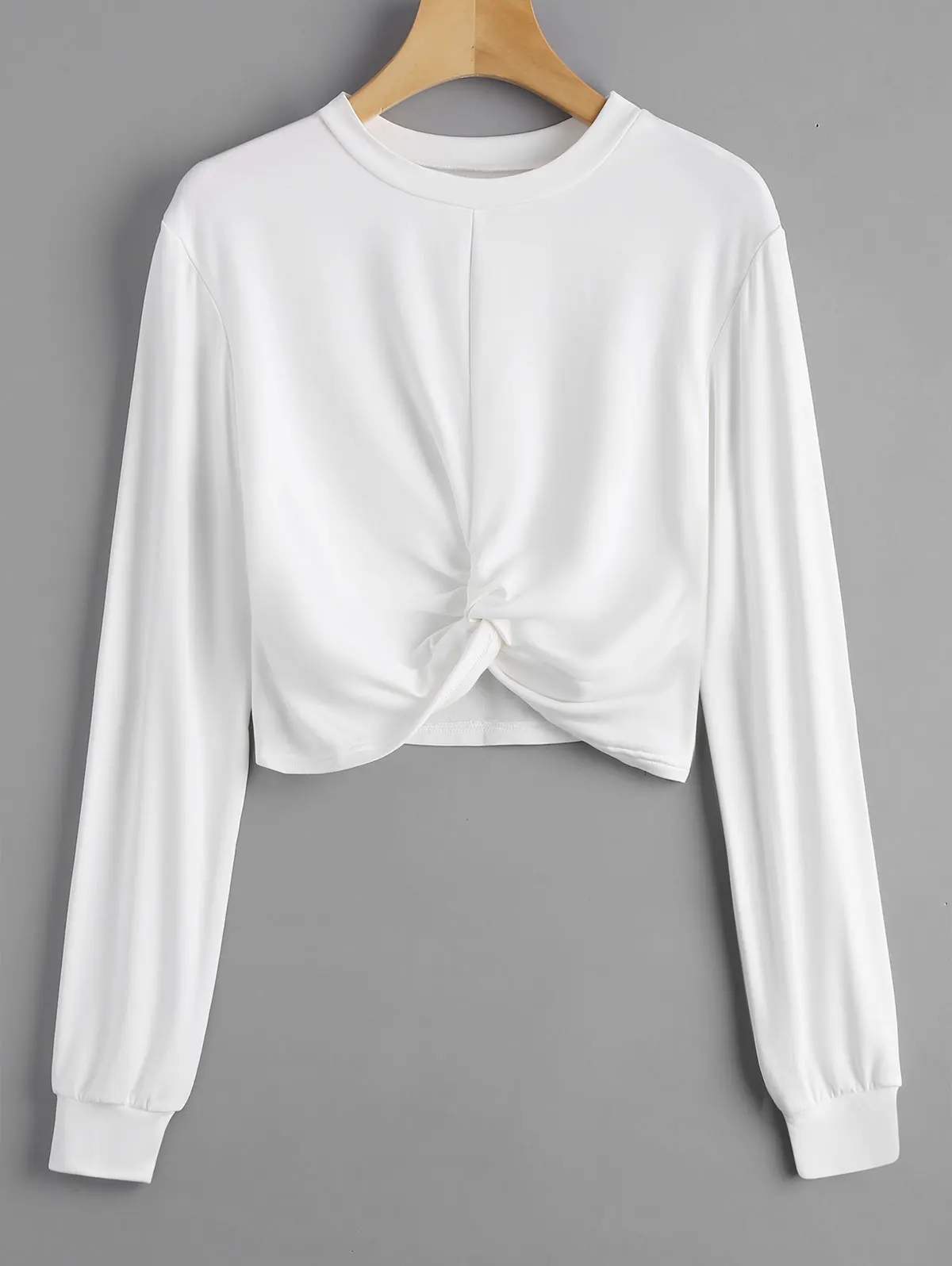  ZAFUL Twist Heathered Cropped Sweatshirt Kpop Women Crop Top Hoodies Cotton Streetwear Full Sleeve 