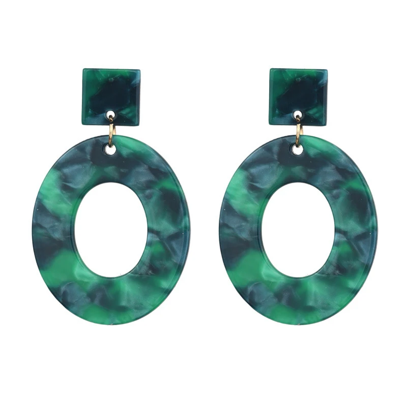 

Trendy Acetate Leopard Earrings Simple Geometric Acrylic Green Multicolor Punk Statement Dangle Earring For Sexy Women Lady