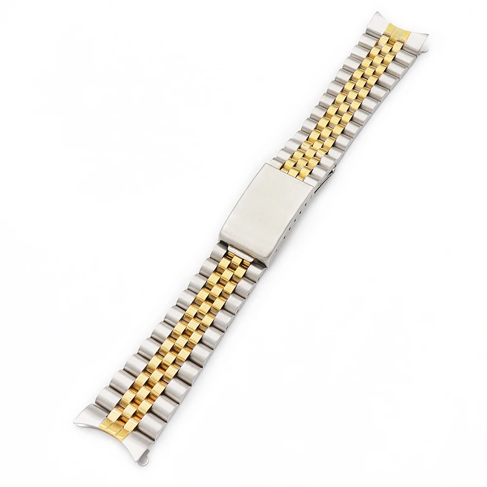 

20mm Middle Gold Stainless Steel Jubilee Watch Strap Two tone Bracelet Exchange Watchband Watch Band