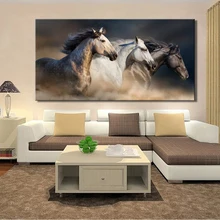 Affiches et imprimés d'animaux modernes, 70x140cm, toile d'art mural, peinture murale, trois chevaux robustes, images pour salon, décoration
