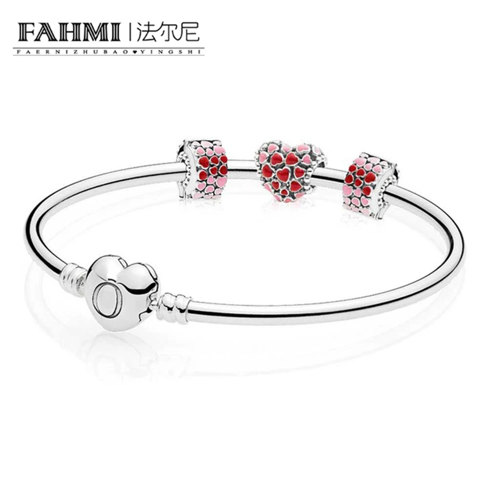 

FAHMI 925 Sterling silver Burst of Lovers Jewelry Gift Set Clear CZ fit DIY Original charm Bracelets jewelry A set of prices