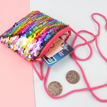 

New Women Sequins Coin Purses Girls Sling Crossbody Bags Children Mini Paillette Coins Wallet Mermaid Purse For Kids Gifts