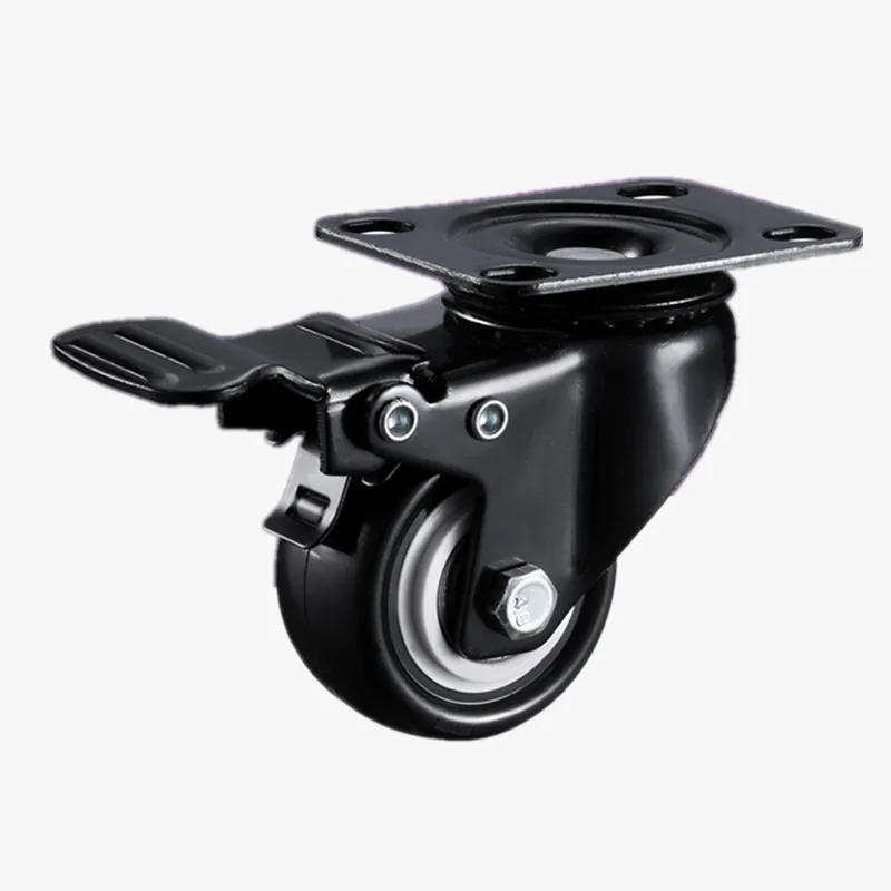 

2pcs 2 inches Omni-directional black wheel with brake furniture silent caster wheel