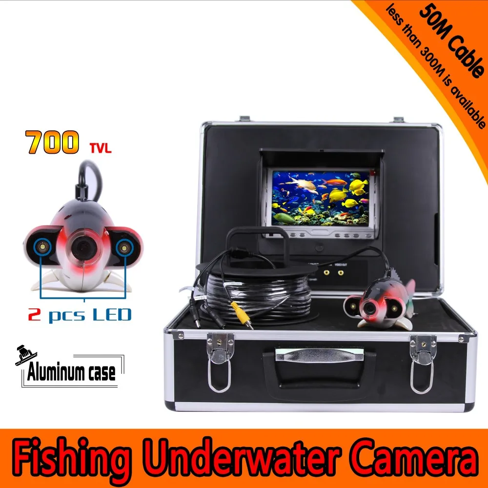 Free shipping Fish Shape Underwater Fishing Camera Kit with 50Meters Depth Cable & 7Inch TFT LCD Monitor & Hard Plastics Case