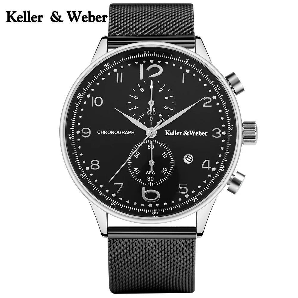 Keller Weber Casual Quartz Wrist Watch Stainless Steel Mesh Band