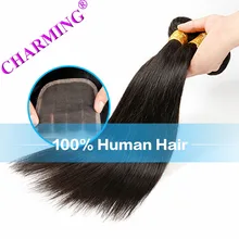 Charming Brazilian Straight Hair 2 Bundles With Closure Unprocessed Virgin Hair Cheap Human Hair Brazilian Hair Extension