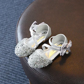 

Summer Kids Girls Pearl Bow Shoes Sequins Princess Sandals Soft-Soled Shoes First Walkers