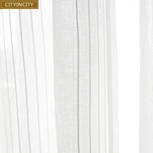 CITYINCITY White Curtain For living room Jacquard Voile Fresh Stripe Sheer Tulle Curtains For Kitchen and