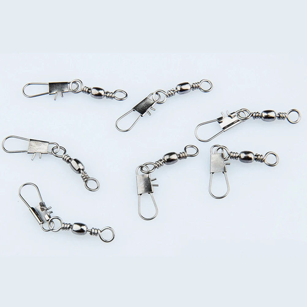 20Pcs Metal Fishing Connector Rolling Ball Bearing Swivel Fishing Line to Hook Clip Connector Swivels Shank Clip Connector