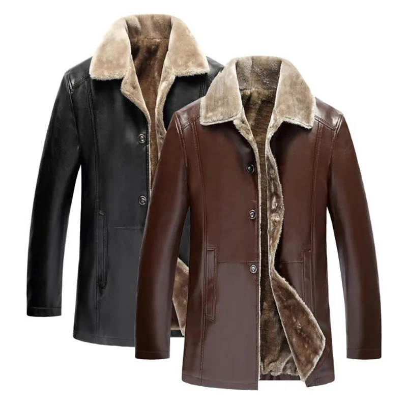 2018 New Winter Fur Leather Jacket Mens Plus Size 5XL ...