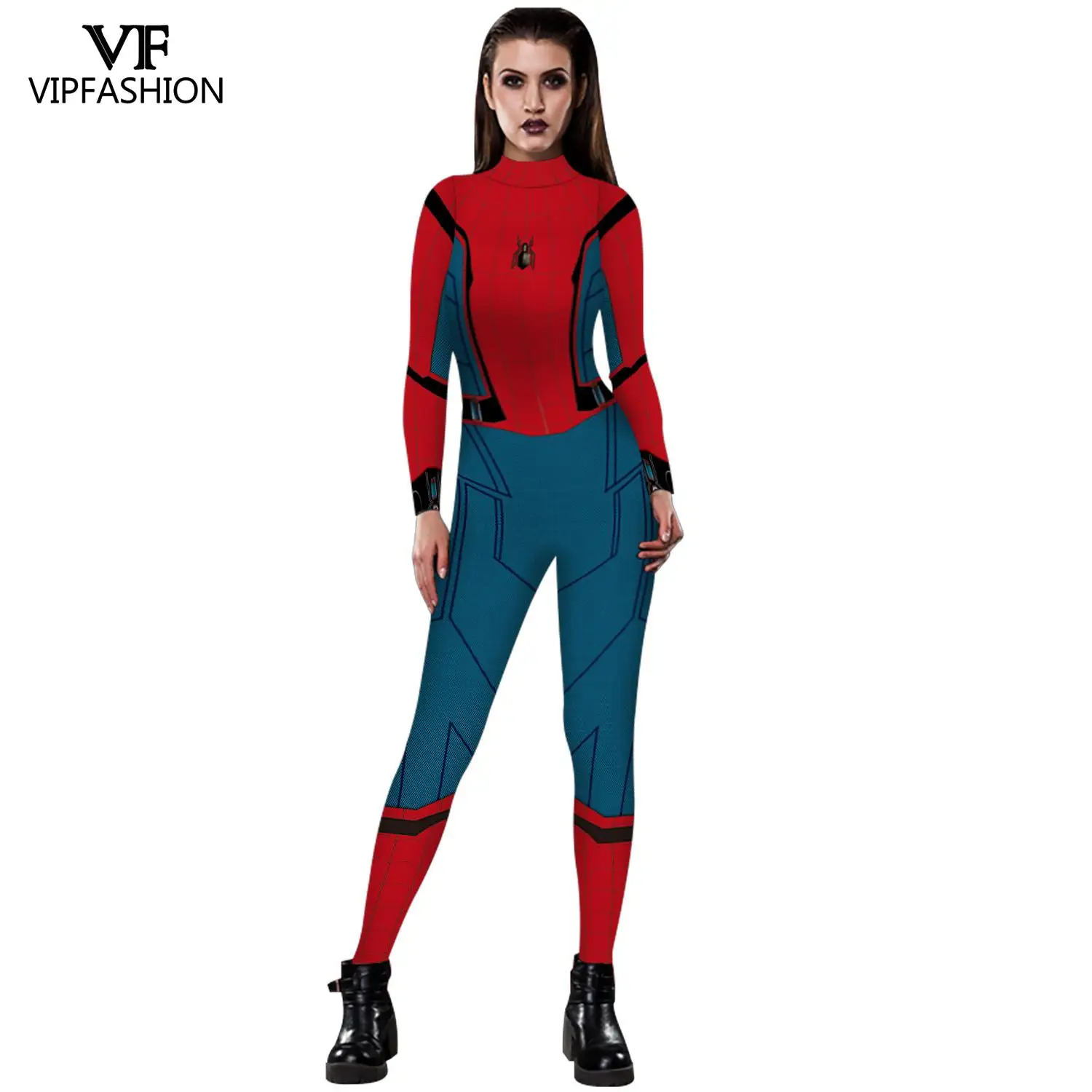 VIP FASHION Lycra Spider Cosplay Costume Superhero BodySuit Zentai Iron Spider Jumpsuit For Halloween Costume