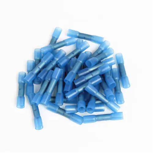 

100pcs Blue Insulated Heat Shrink Butt Connectors Wire Electrical Crimp Terminals 16-14AWG Kit China
