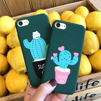 Милый мультфильм Корейский кактус Матовый тонкий корпус для iphone 6 s плюс телефон