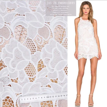 

Good Hollow Milk Silk Lace Fabric White Rose Embroideried Cotton Lace Fabric Quilting Patchwork Sewing Material DIY Women Dress