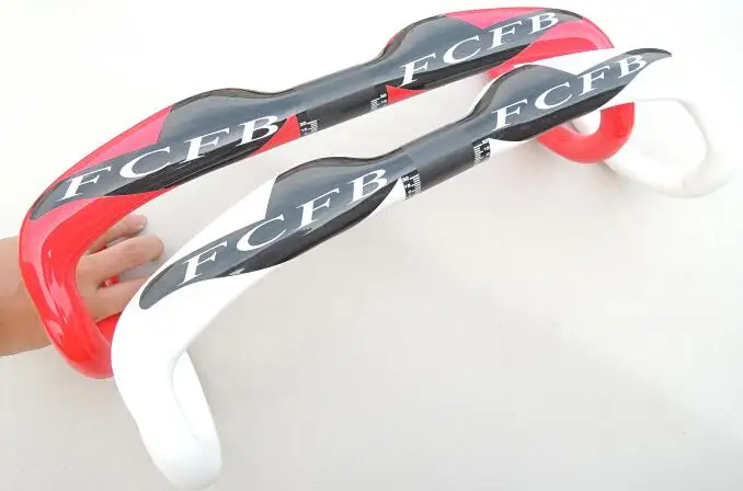 

Road FCFB full carbon handlebar carbon fiber bicycle handlebar bikeinternal cable routing Handlebar red / white Free Shipping
