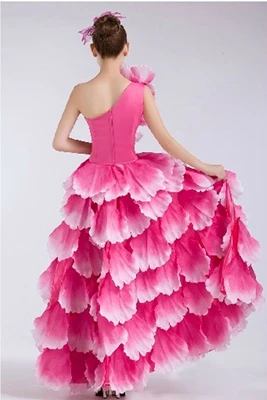 Фламенко платье для танцев испанский танец костюм лепесток испанского фламенко, хорового пения или платье с головным убором в виде цветка 540 360 дропшиппинг - Цвет: 360 rose