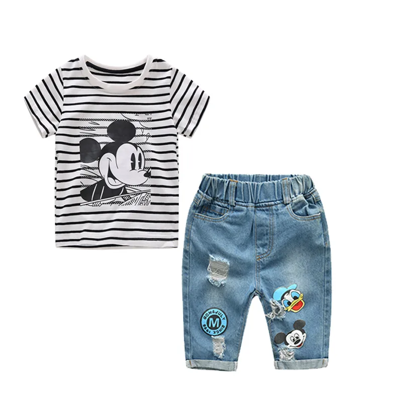 

Boys and Girls Clothes Clothing Summer Cotton Short Sleeve T Shirt and Jeans Set for Baby Kids Children's Clothes Set Outfits