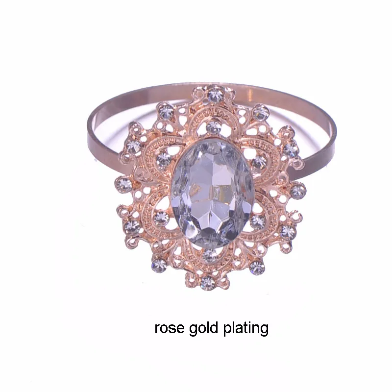L0466-ring) 30 мм X 34 мм 20 шт./лот винтажные кольца для салфеток со стразами для свадьбы украшения для стола, серебро или цвета розового золота покрытие - Цвет: rose gold plating