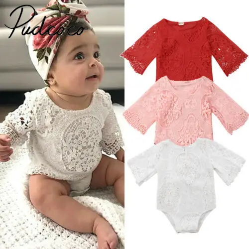 

Newborn Baby Girl Lace Floral Romper Jumpsuit Outfits Clothes Summer RA