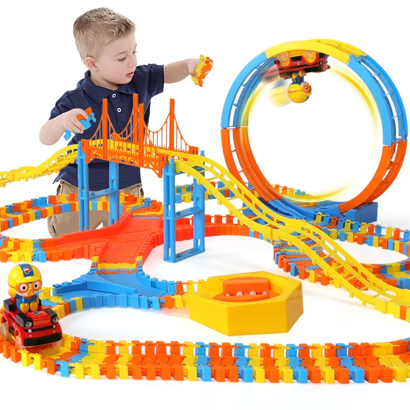 

Little Penguin Variety Assembled Rail Car Children's Puzzle DIY Assembled Cartoon Penguin Climbing Interactive Toy Rail Car