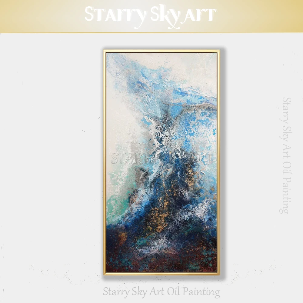 

Hand-painted High Quality Modern Abstract Blue Oil Painting on Canvas Texture Knife Painting Acrylic Painting for Wall Art Decor