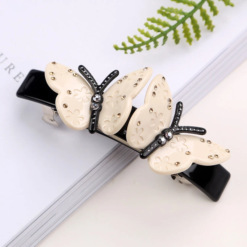 Buy Elegant French hair barrettes butterfly acetate