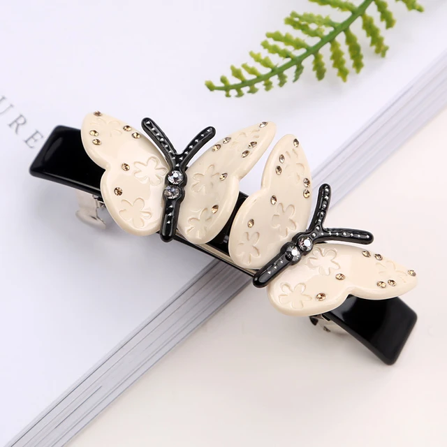 Buy Elegant French hair barrettes butterfly acetate