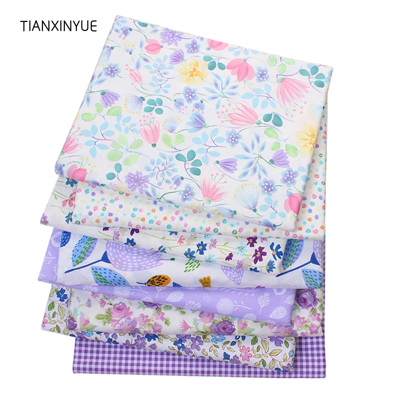 

TIANXINYUE Twill Cotton Fabric Patchwork Purple Floral Tissue Cloth DIY Quilting Sewing Baby&Children Sheets Dress Material
