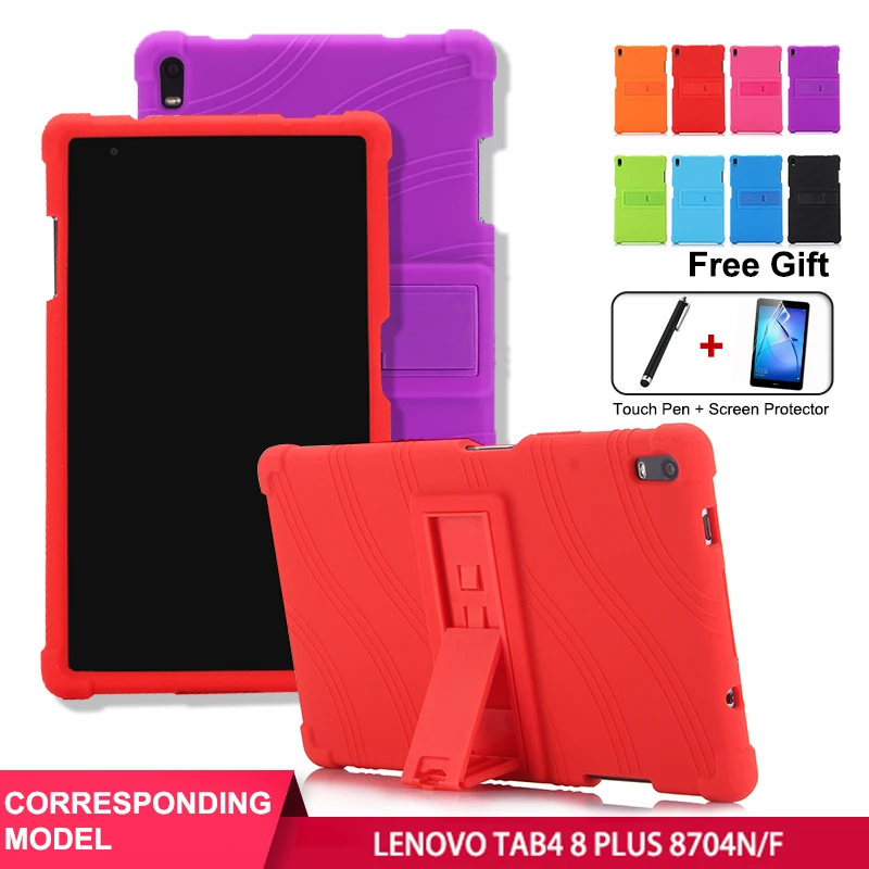 

SZOXBY For Lenovo TB-8704F Cover Tab4 8 Plus Tablet Case TB-8704N Anti-Fall Silicone Case Bracket Hockproof Shockproof Washable