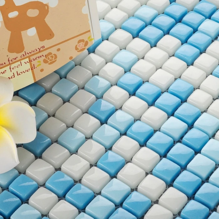 light blue mixed white color mini full body ceramic mosaic tiles unique