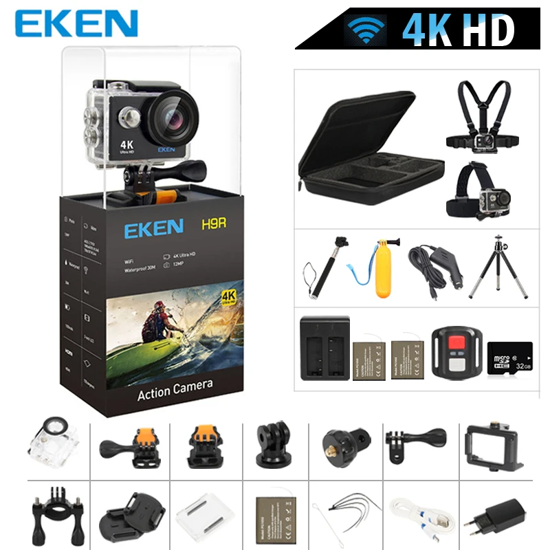 Оригинальная Экшн камера EKEN H9/H9R 4K Ultra HD 1080 p/60fps мини для шлема WiFi 2 0 &quot170D