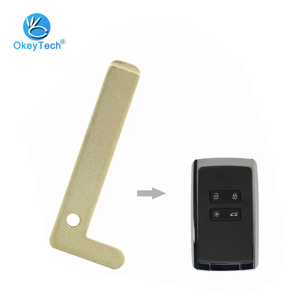 

OkeyTech For Renault Espace Megane Talisman Kadjar Smart Card 4 Button Car Key Blade Emergency Insert Uncut Blanks Small Blade