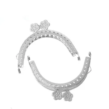 

10Pcs Silver Tone Flowers Carved Semicircle Coin Frame Kiss Clasp Lock Arch Handle Bags Purses Handbag 7.5x6cm