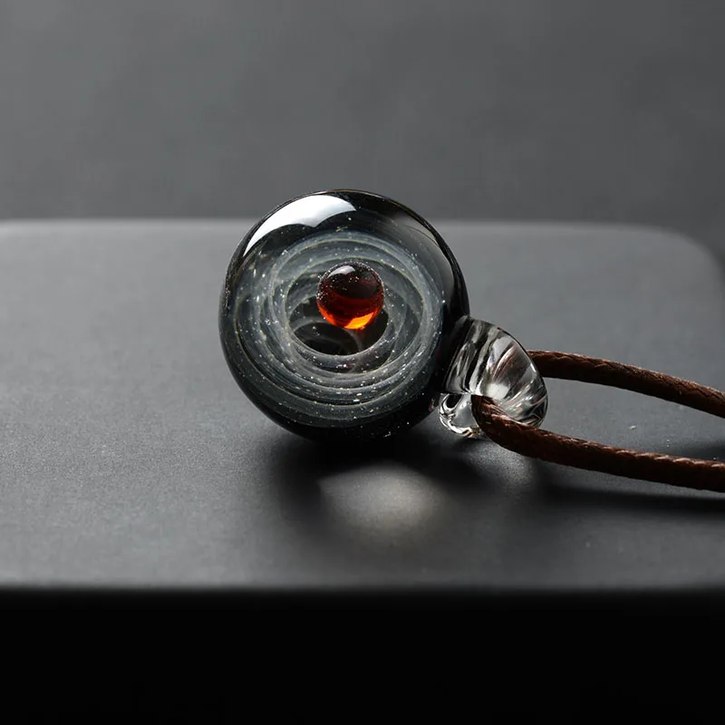 BOEYCJR Вселенная стеклянная бусина планеты кулон ожерелье галактика Веревка Цепь солнечная система дизайн ожерелье для женщин Рождественский подарок - Окраска металла: N231-2