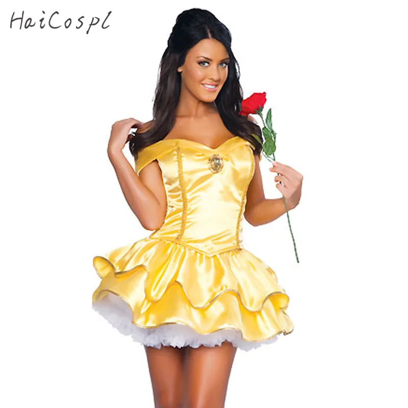 Beauty and the Beast Costumes Princess Belle font b Dress b font Stage Halloween Party Adult