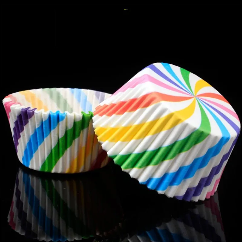 

TTLIFE 100 pcs Cake Colorful Cupcake Liner Paper Baking Cup Muffin Cases Mold Small Cake box Cup Tray Decorating Tools