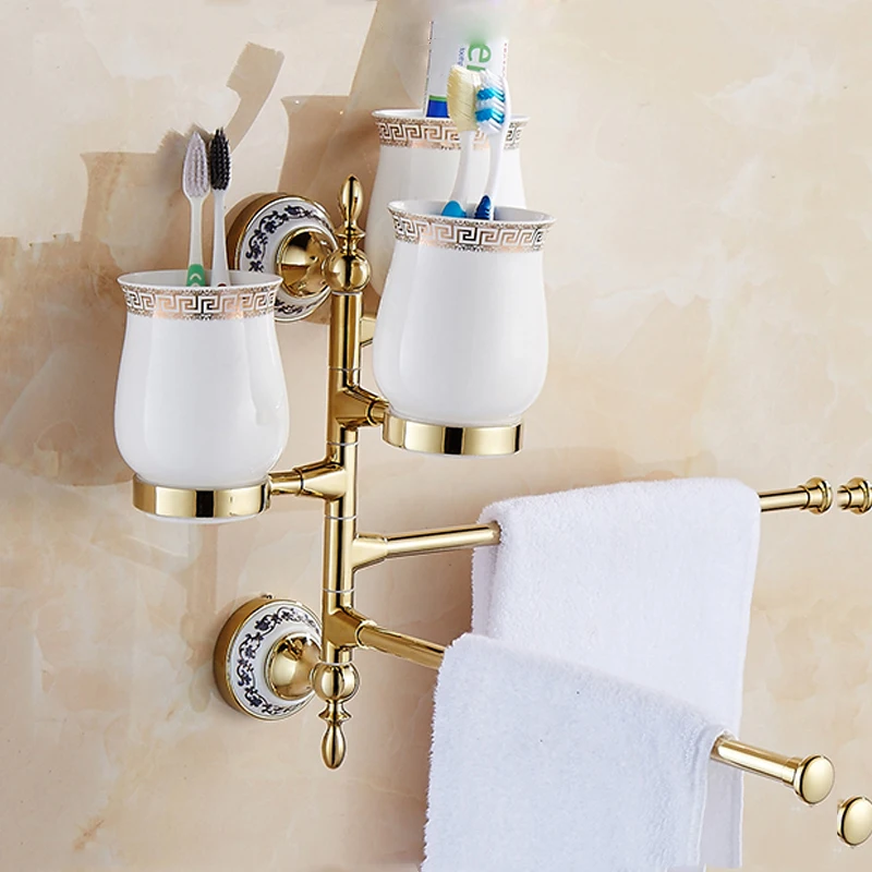 wall mounted porcelain movable Towel Rack wc Towel Bar Toilet Towel Hanger Bathroom Towel Holders cup Bath Hardware Set