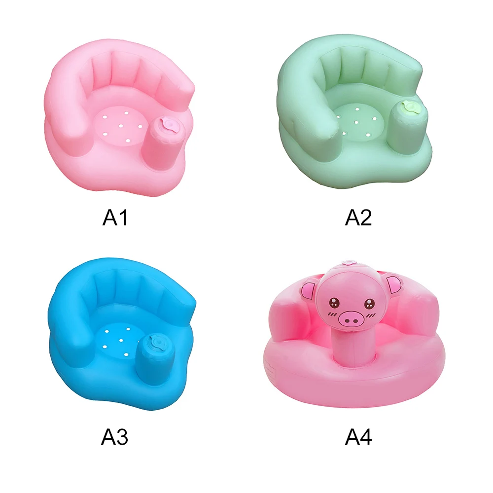 Baby Inflatable Chair Pvc Kids Seat Sofa Pink Green Bath Seats Dining Pushchair Infant Portable Play Game Mat Sofa Learn Stool