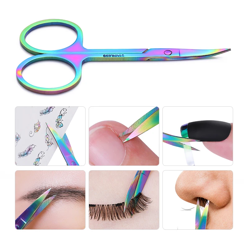  BORN PRETTY 1 Pc Chameleon Manicure Scissor For Nail Cuticle Makeup Curved Head Eyebrow Scissor Dea