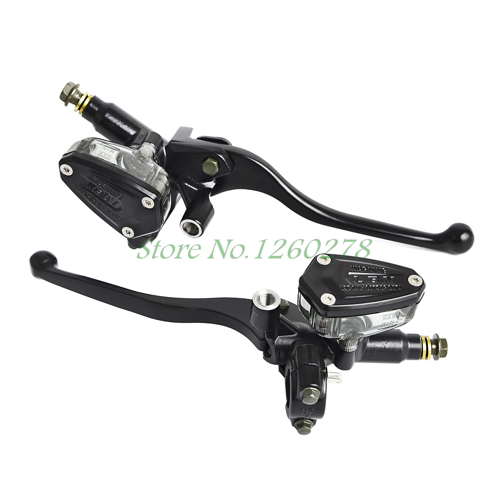 Pair Universal Motorcycle Hydraulic Brake Clutch Master Cylinder Reservoir Lever