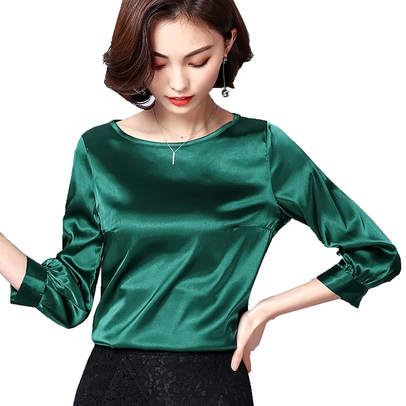 

Fashion Women solid color loose Tops O-NECK three quarter Sleeve Blouse Office Shirts Plus Size Casual spring Autumn Basic Shirt